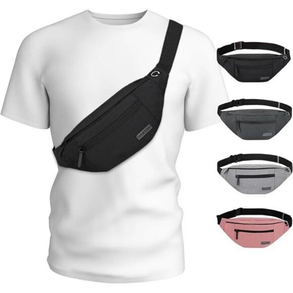 Crossbody Fanny Pack with 4-Zipper Pockets,Gifts for Enjoy Sports Festival Worko - Picture 1 of 7